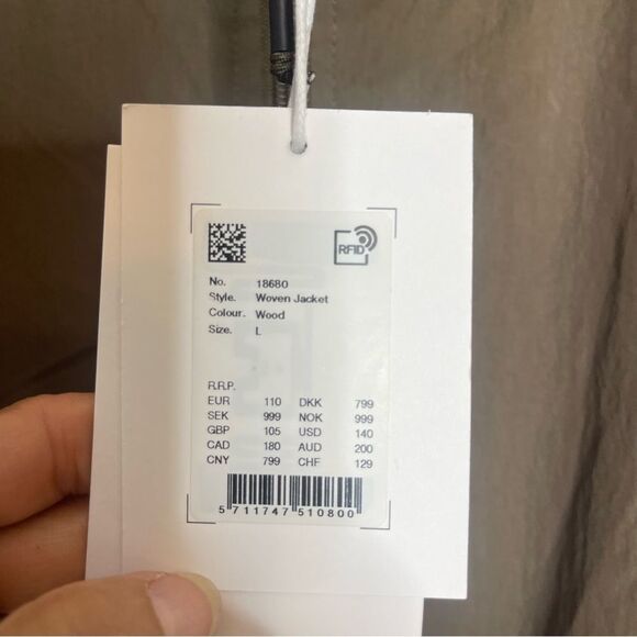 $125 RAINS WOVEN JACKET in Wood Size Large - Picture 9 of 9